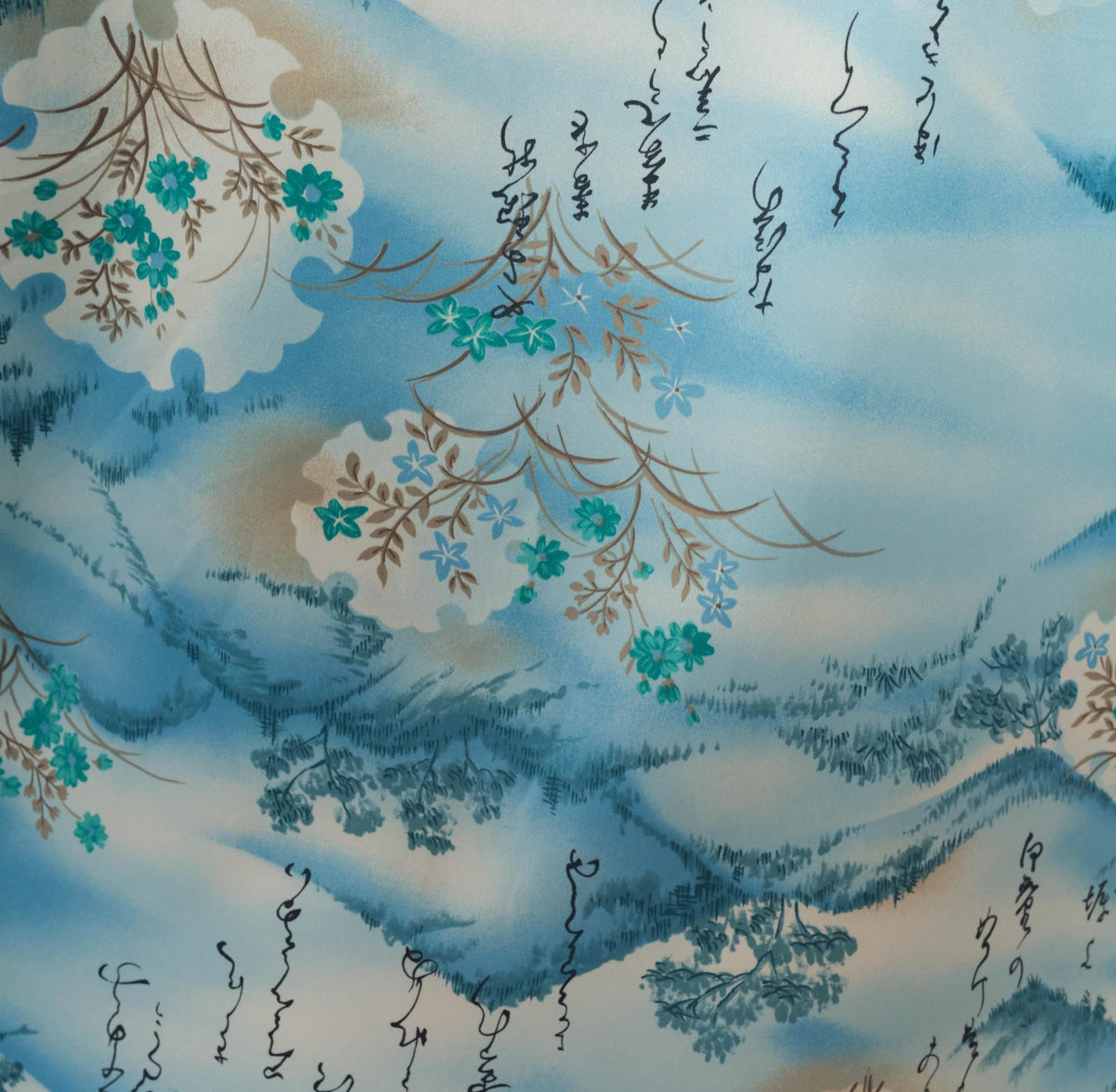 90s Mark Raysten Camp Collar Shirt Japanese Landscape Sky Blue Large L