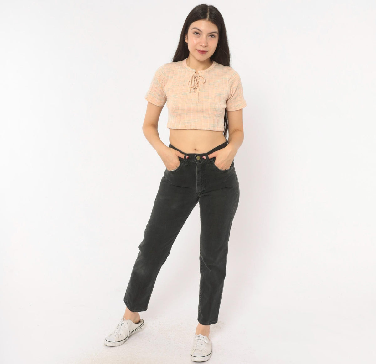 80s Lee High Waisted Straight Leg Jeans Black Denim Small S