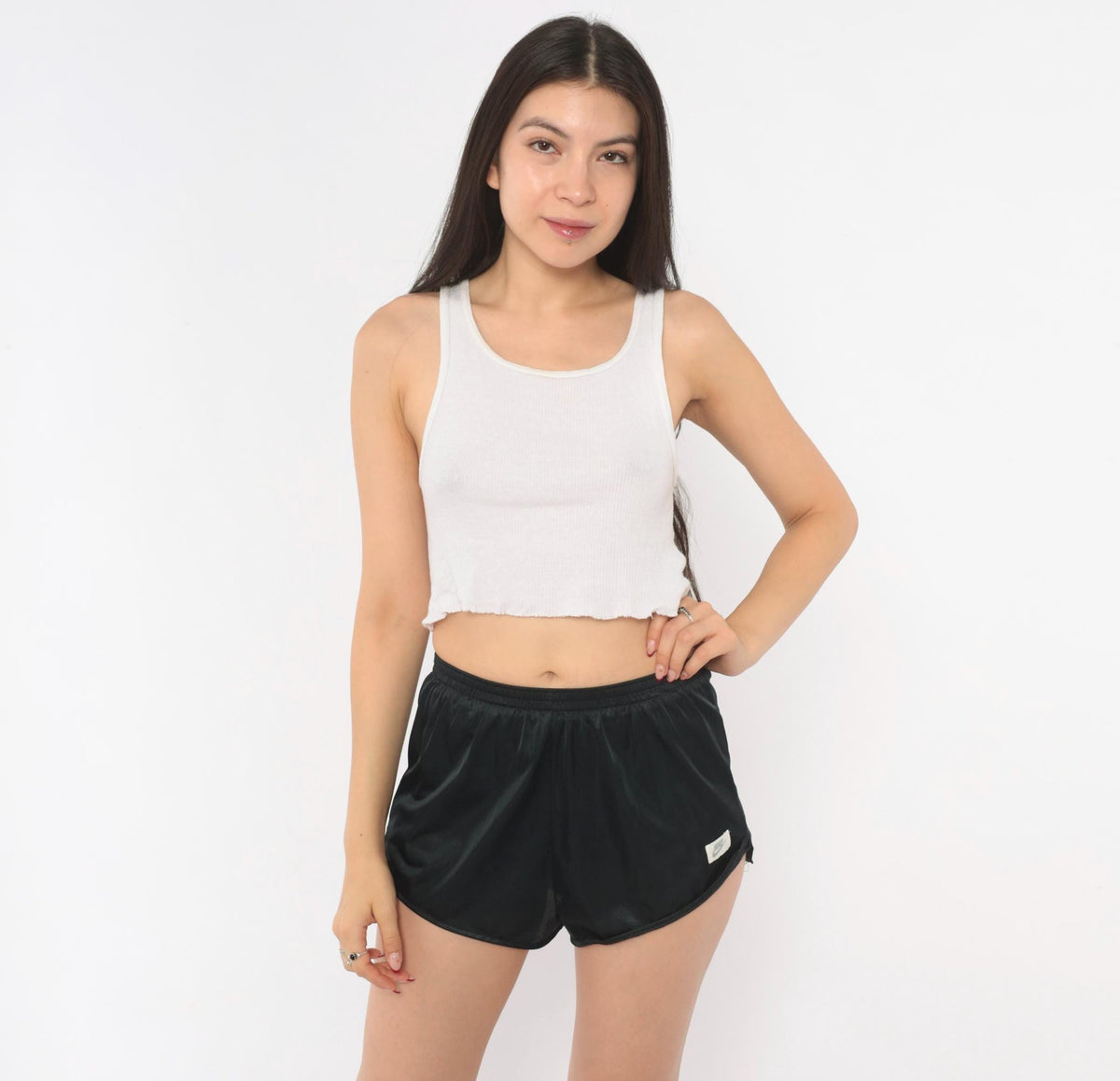 80s Nike Running Shorts Black Nylon Split Hem Athletic Extra Small XS