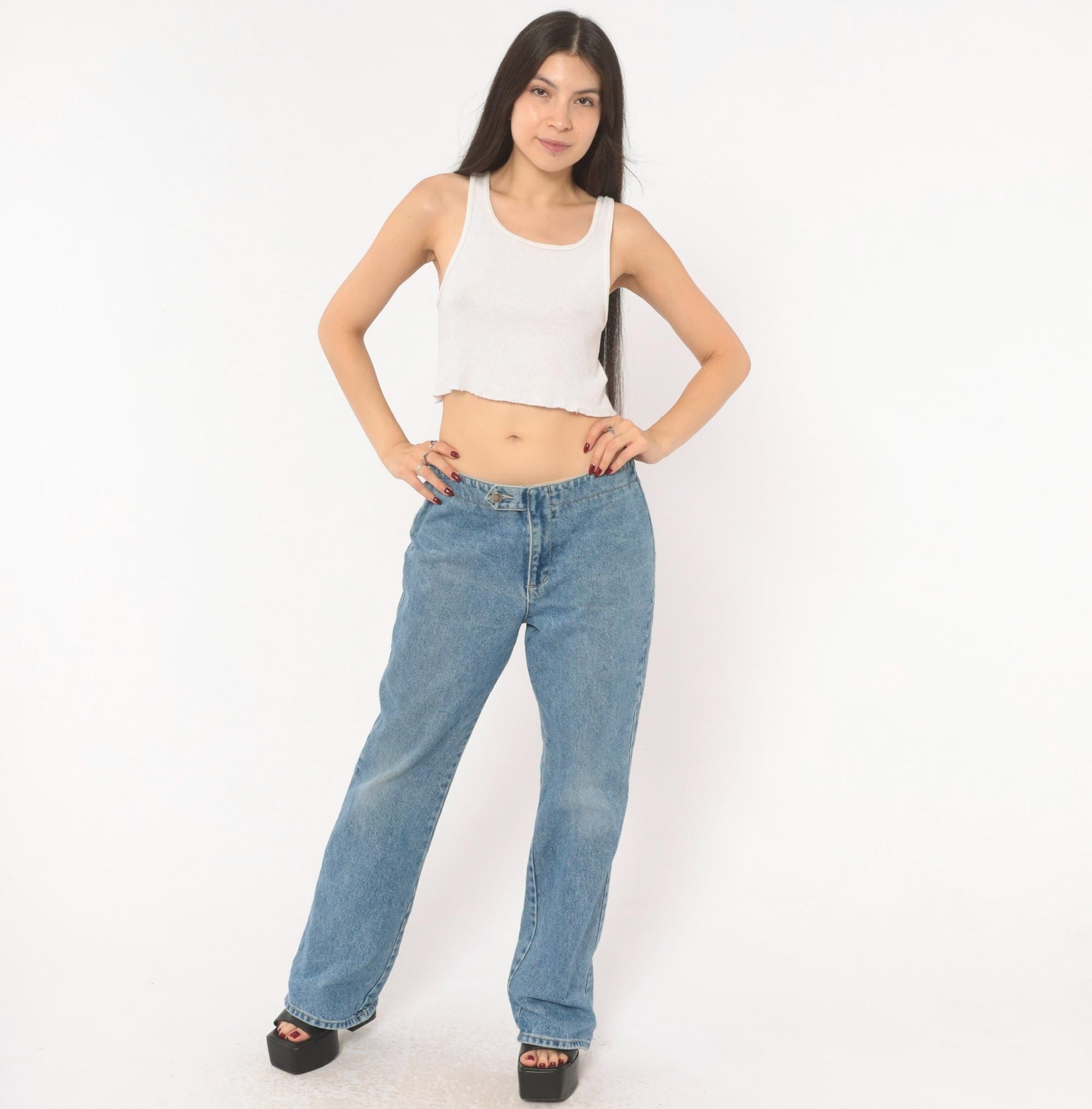 90s Paris Blues Light Wash Straight Leg Jeans Pocketless Cotton Medium