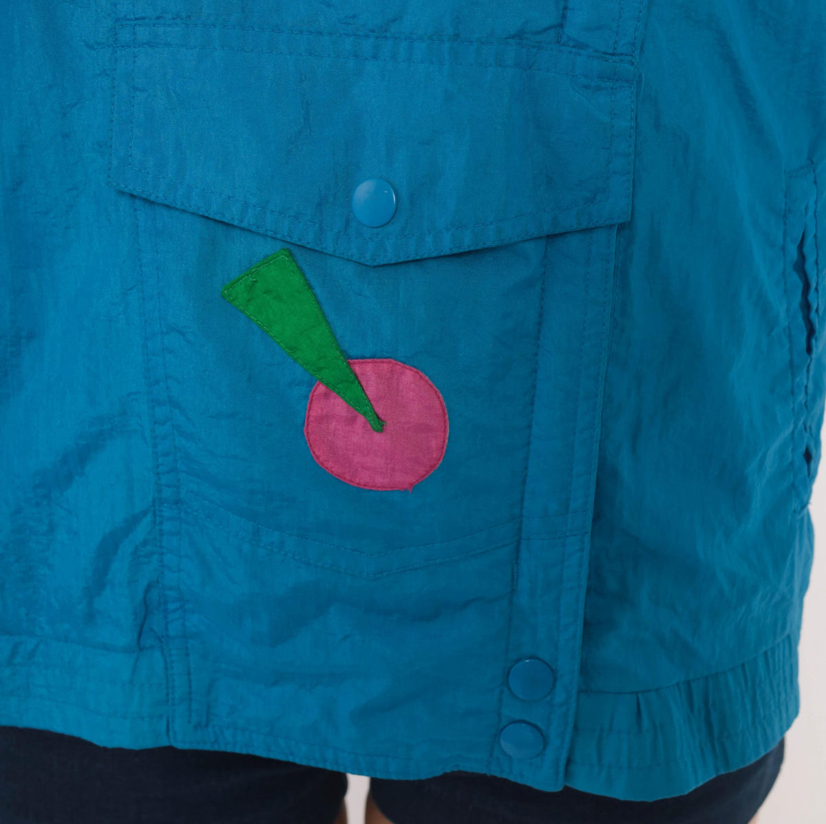 90s Andy Johns Teal Geometric Anorak Half-Zip Windbreaker Medium