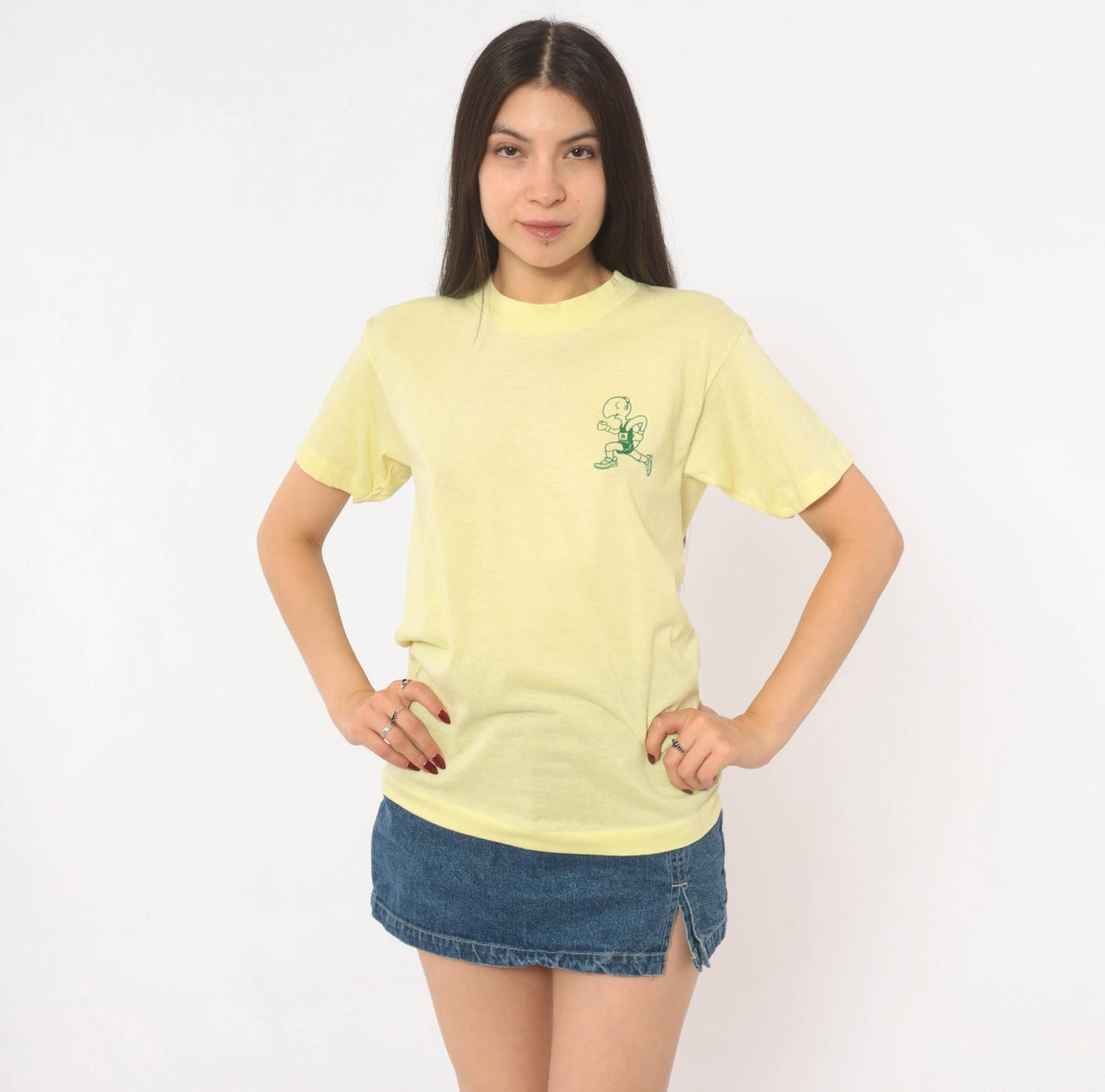 80s Select T Turtle Races Graphic Tee Yellow Green Cartoon Medium