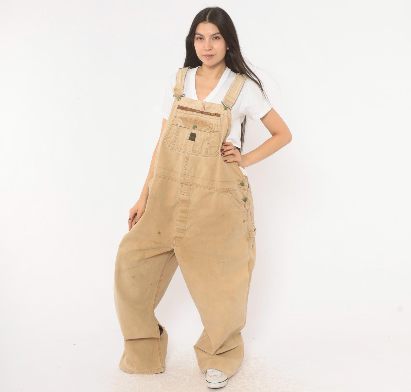 90s Liberty Canvas Bib Overalls Tan Workwear Unisex Large