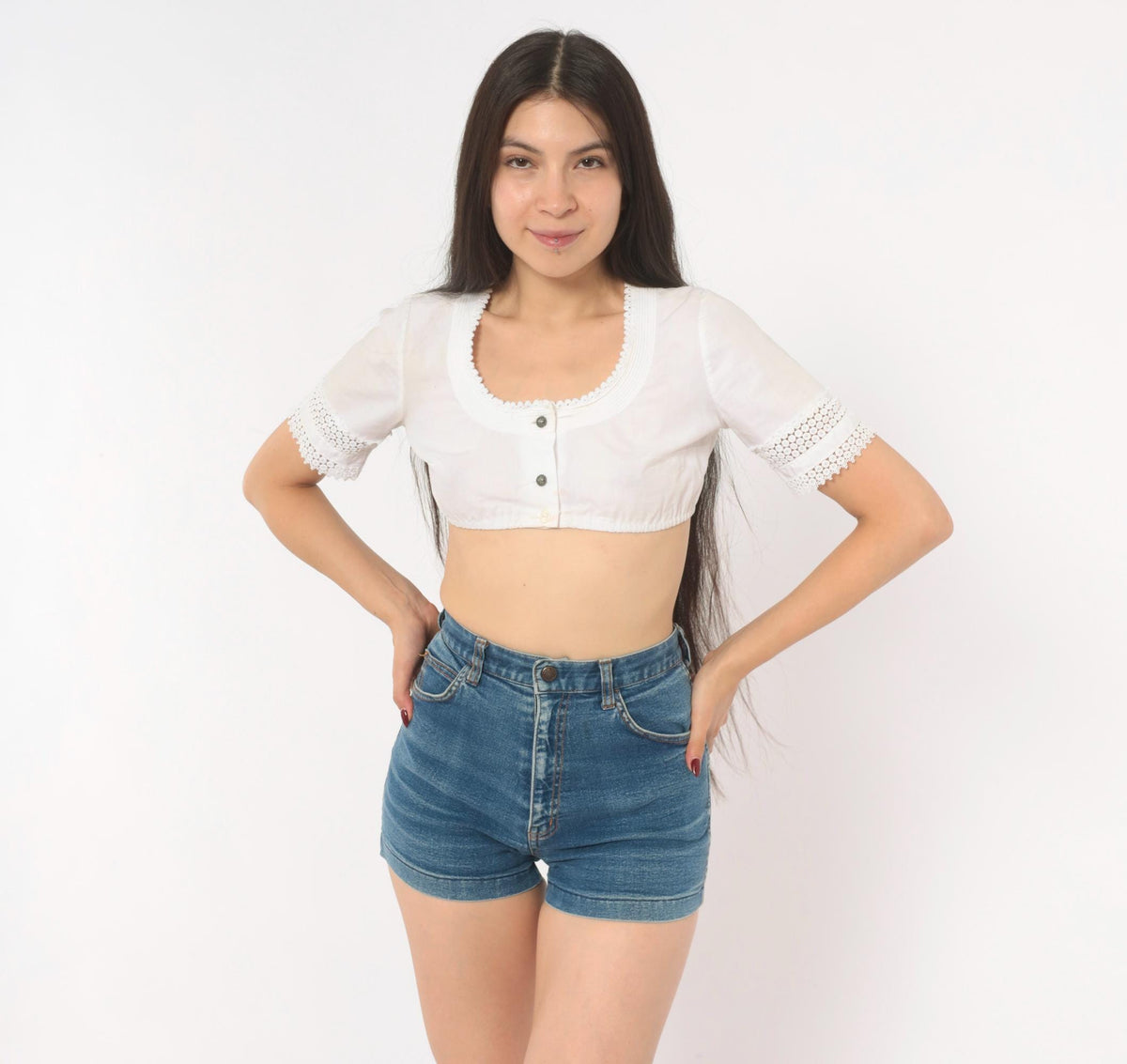 80s Tommy's High Waisted Denim Shorts Blue Mini XS
