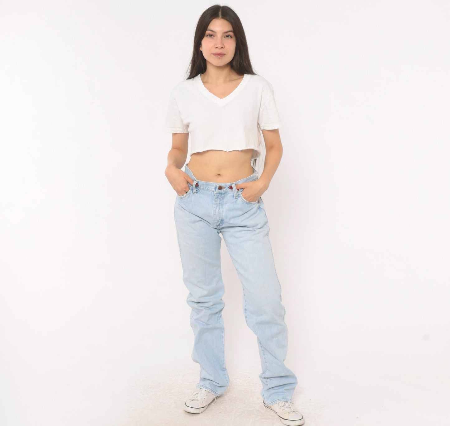 90s Wrangler Light Wash Straight Leg Jeans High Rise Cotton Denim Women's 29