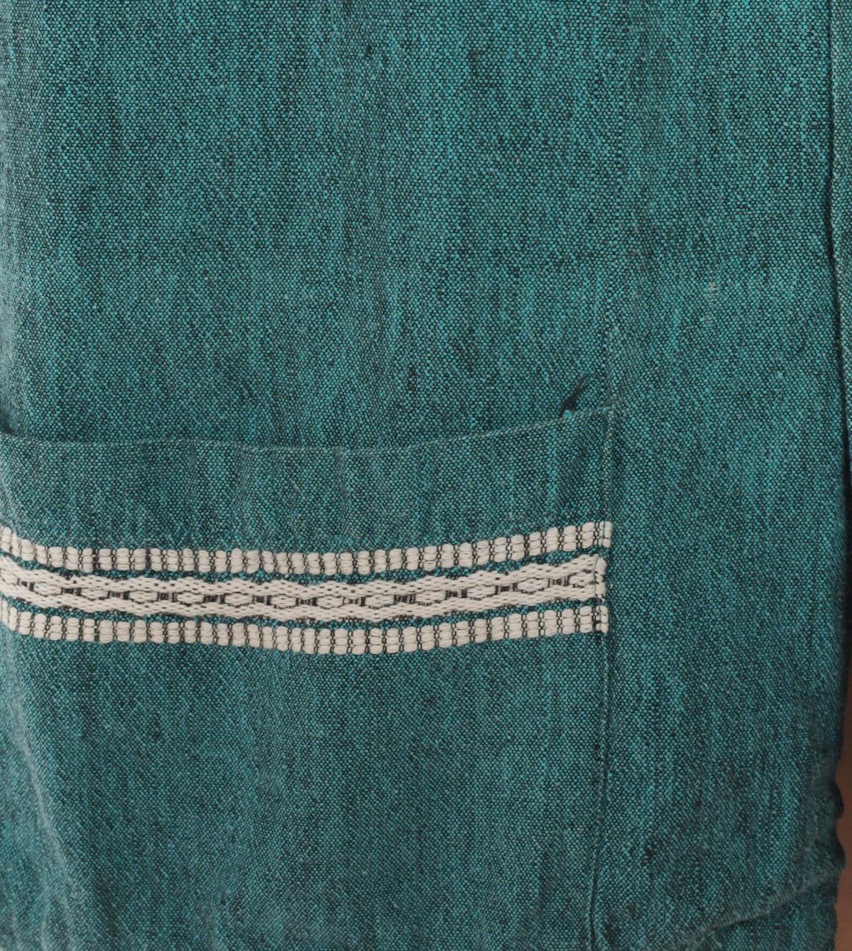 90s Teal Woven Shirt Jacquard Folk Pattern Cotton Collared Camp Large