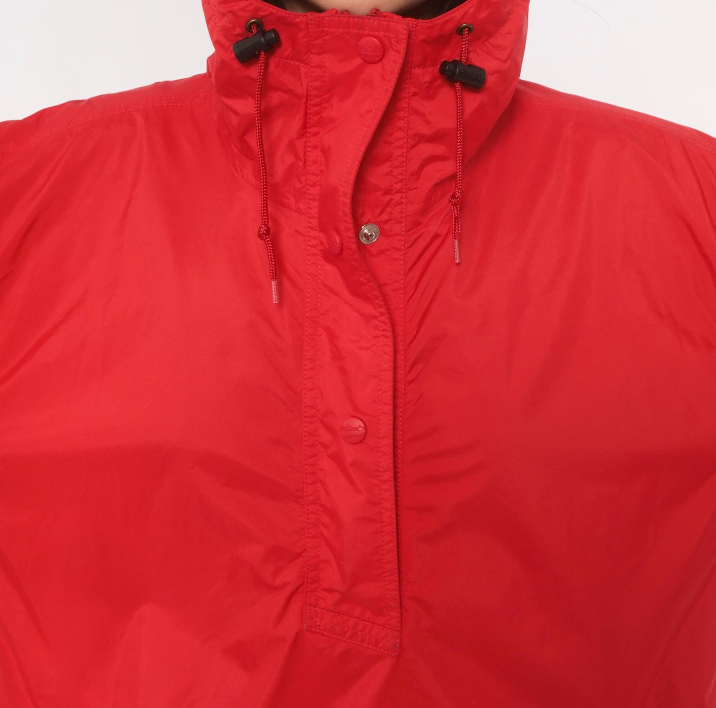 90s L.L.Bean Red Anorak Half-Zip Nylon Windbreaker Jacket Large L