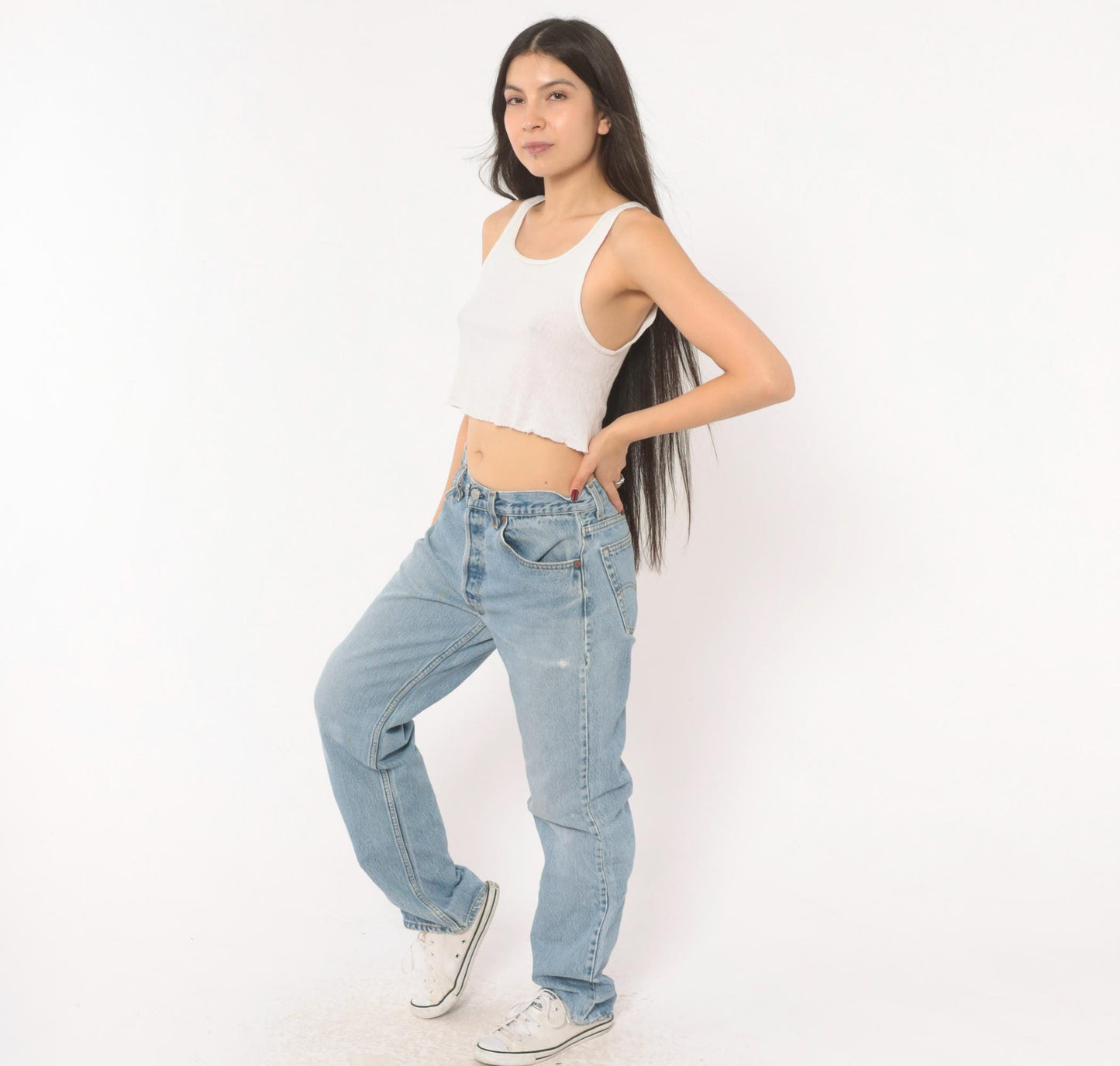 90s Levi's 501 Light Wash Straight Leg High Waist Jeans Medium