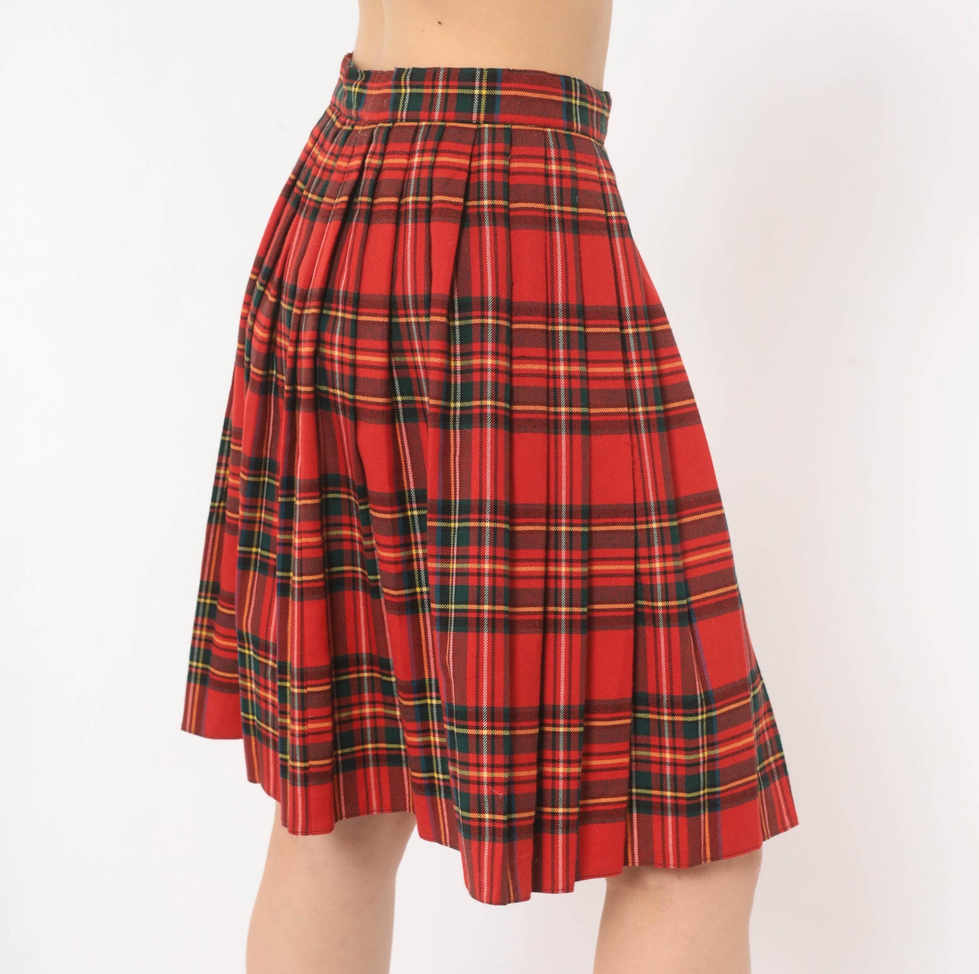 80s Limon Company Royal Stewart Tartan Pleated Skirt Red Small