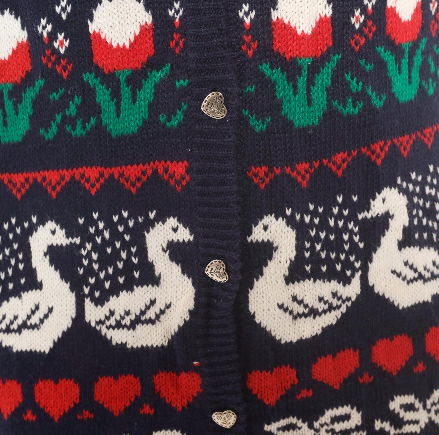 80s Dean's of Scotland Folk Art Sweater Vest Navy Intarsia Knit Medium M
