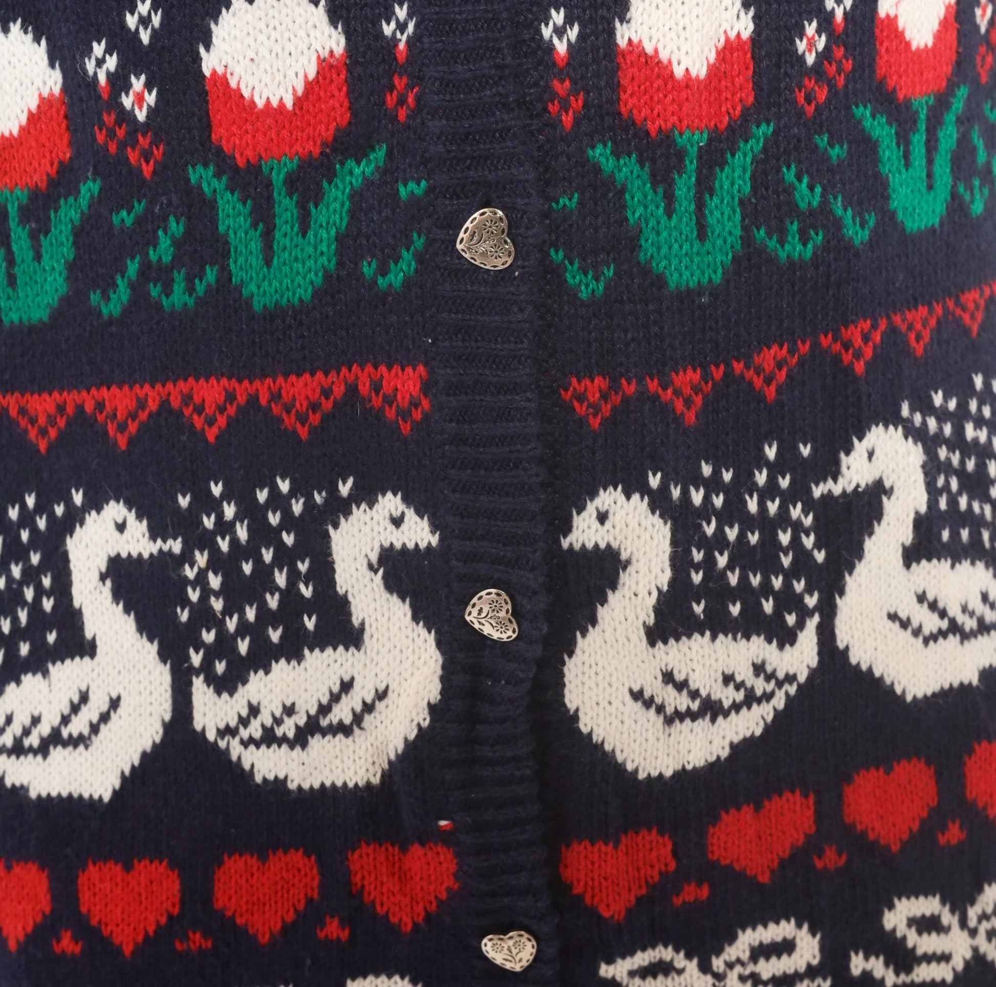 80s Dean's of Scotland Folk Art Sweater Vest Navy Intarsia Knit Medium M