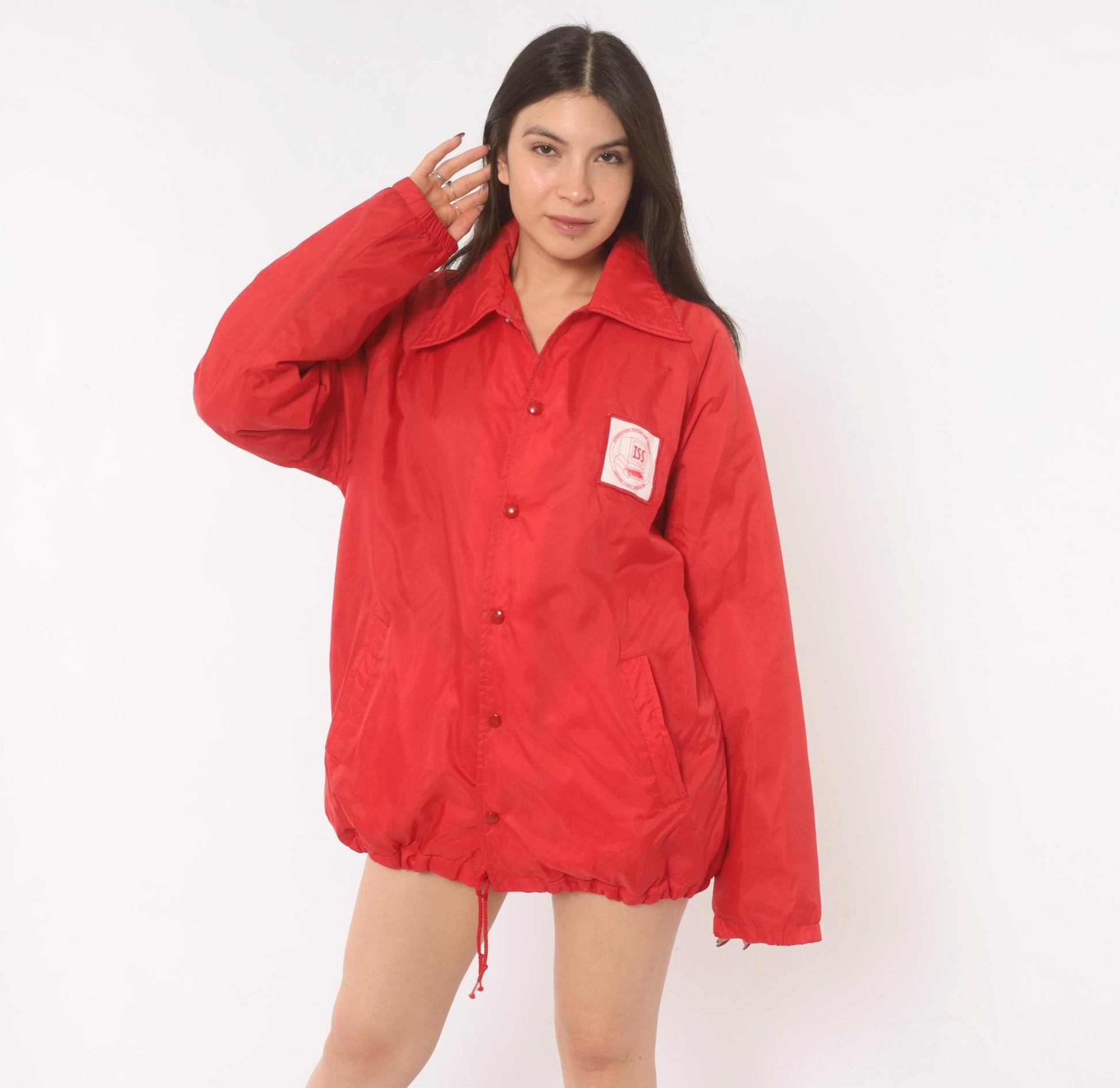 80s Sportsmaster Red Coach Jacket Snap Front Windbreaker Medium M
