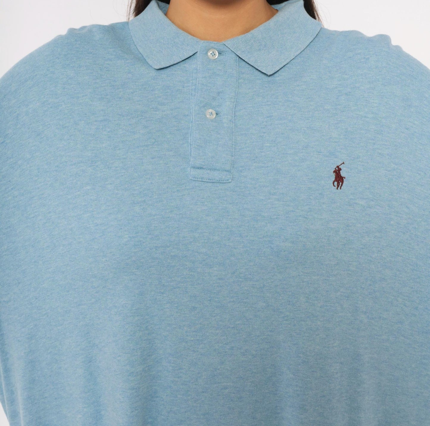 90s Polo by Ralph Lauren Light Blue Cotton Pique Polo Shirt Extra Large XL