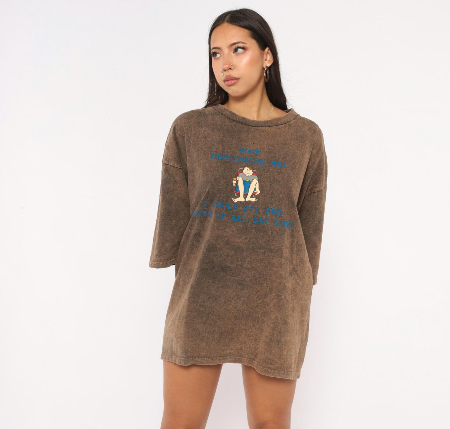 90s North Crest Acid Wash Graphic Tee Brown Cotton Unisex Extra Large