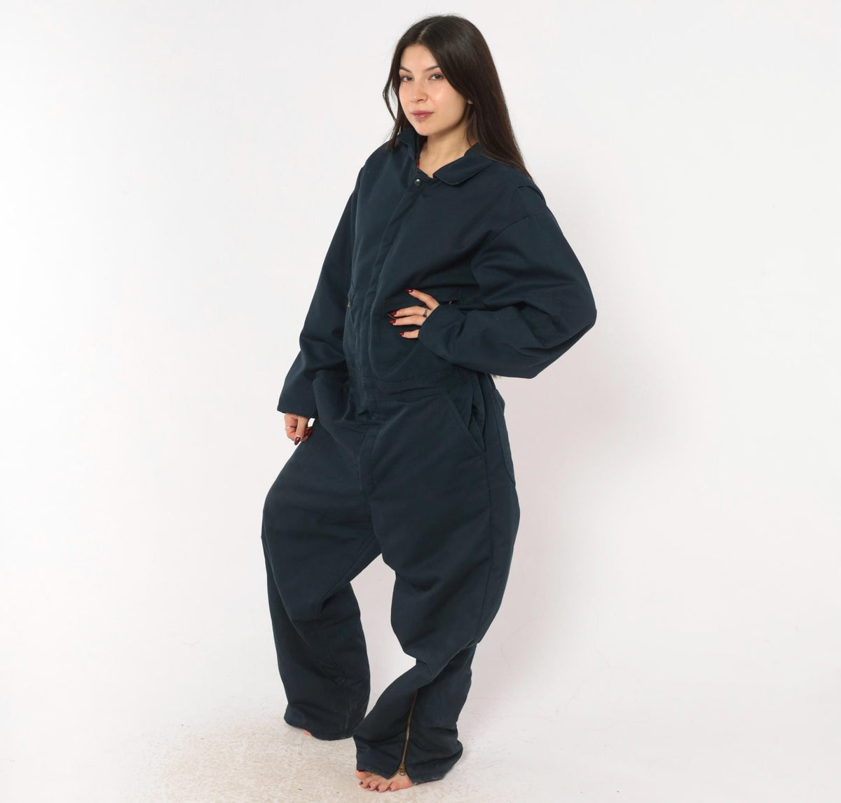 90s Cintas Navy Insulated Coveralls Quilted Lining Workwear Jumpsuit Large