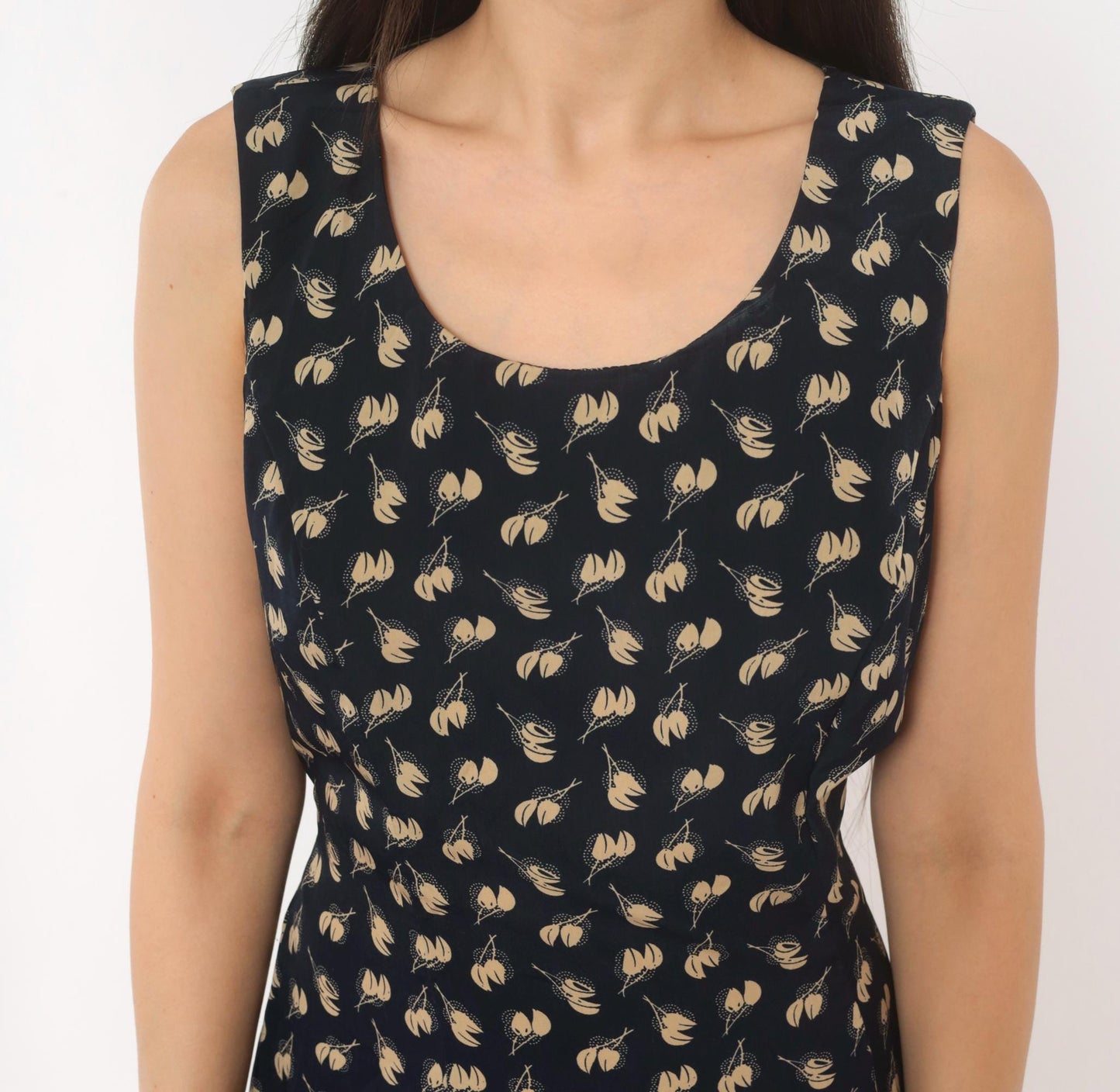 90s Danny & Nicole Navy Tulip Sundress Scoop Neck A-Line Knee Length Small