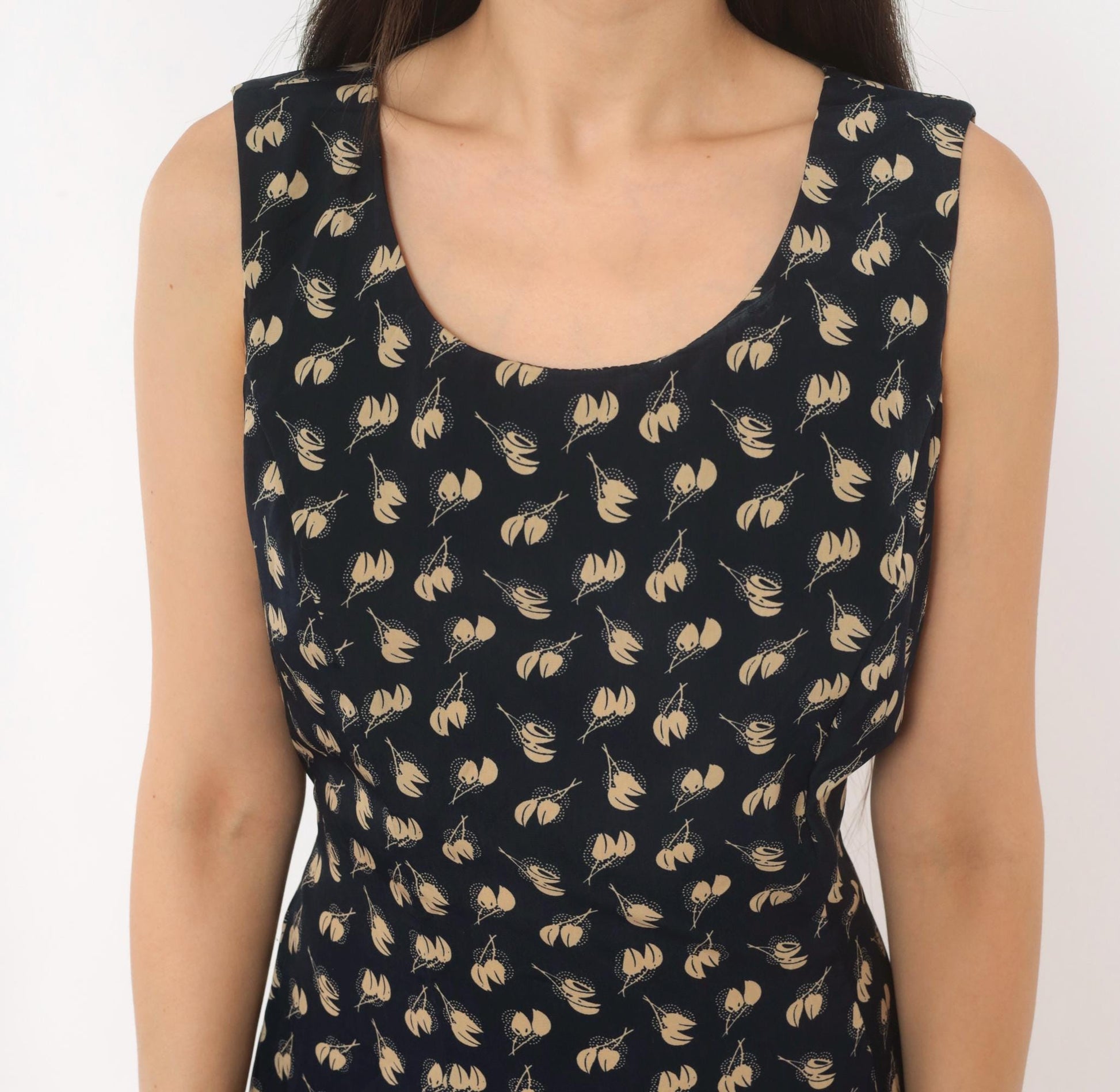 90s Danny & Nicole Navy Tulip Sundress Scoop Neck A-Line Knee Length Small
