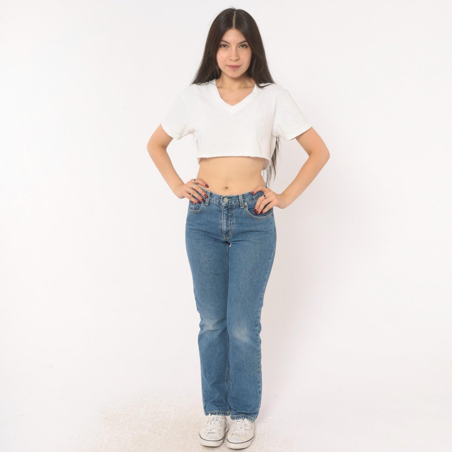 Tommy Hilfiger High Waist Straight Leg Mom Jeans Medium Wash Blue Cotton Extra Small XS