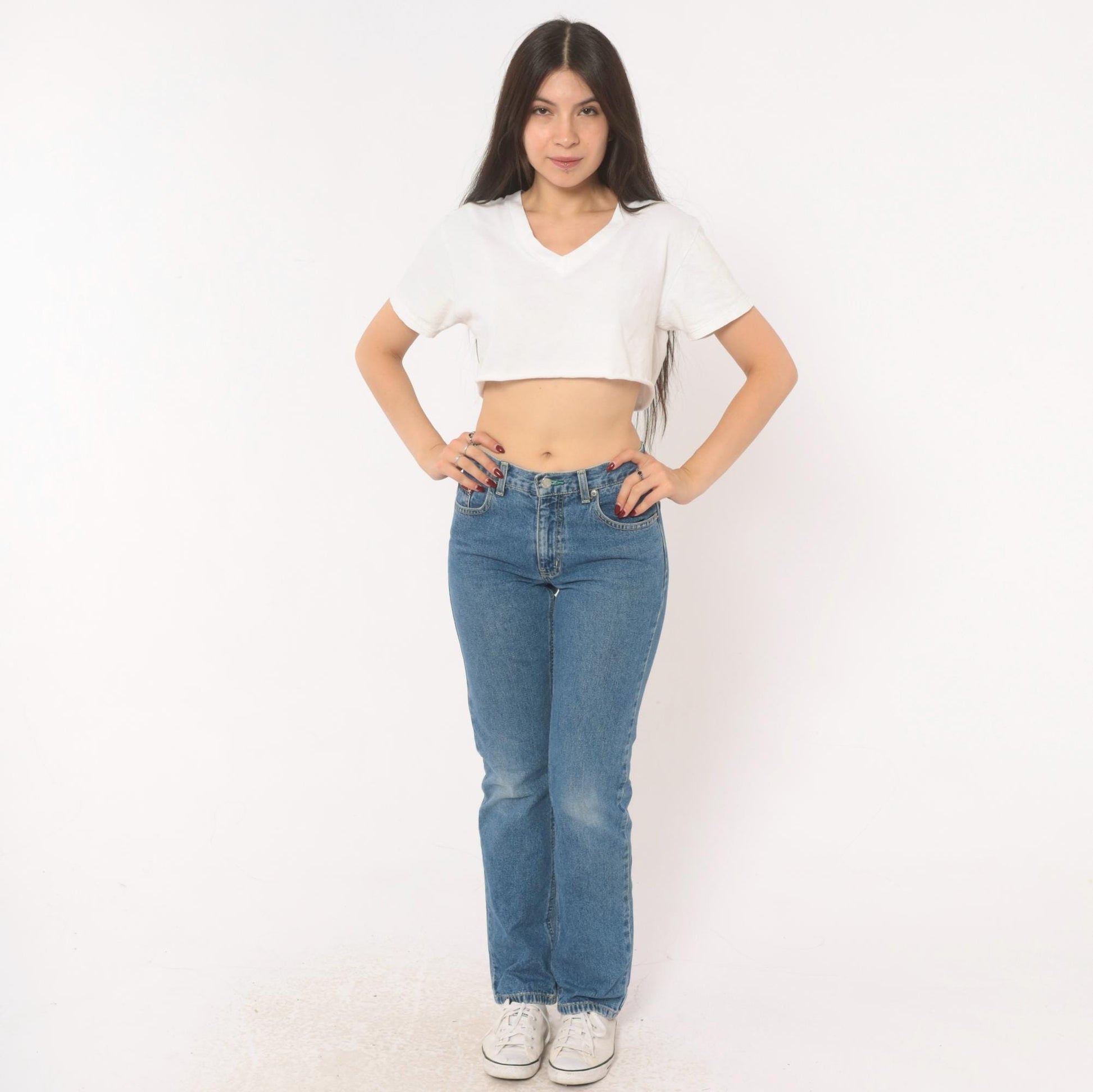 Tommy Hilfiger High Waist Straight Leg Mom Jeans Medium Wash Blue Cotton Extra Small XS