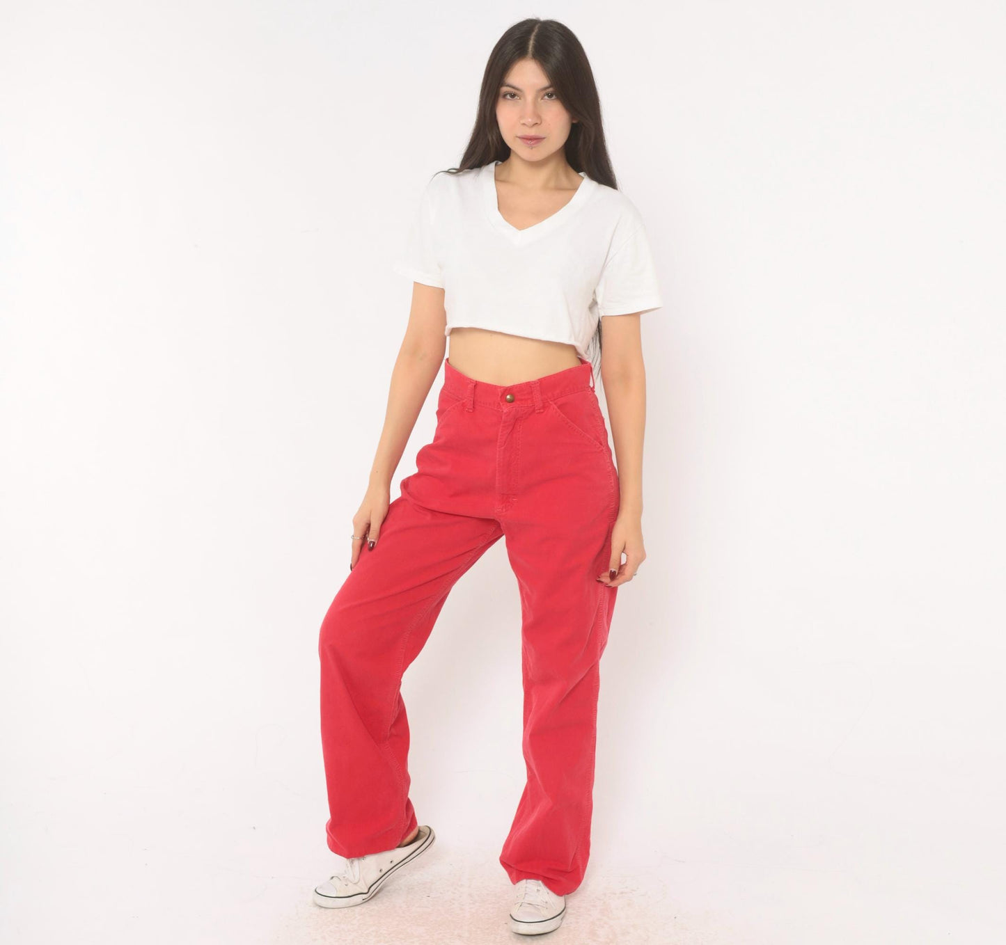 90s Lee Carpenter Pants Red Cotton High Rise Straight Leg Small S