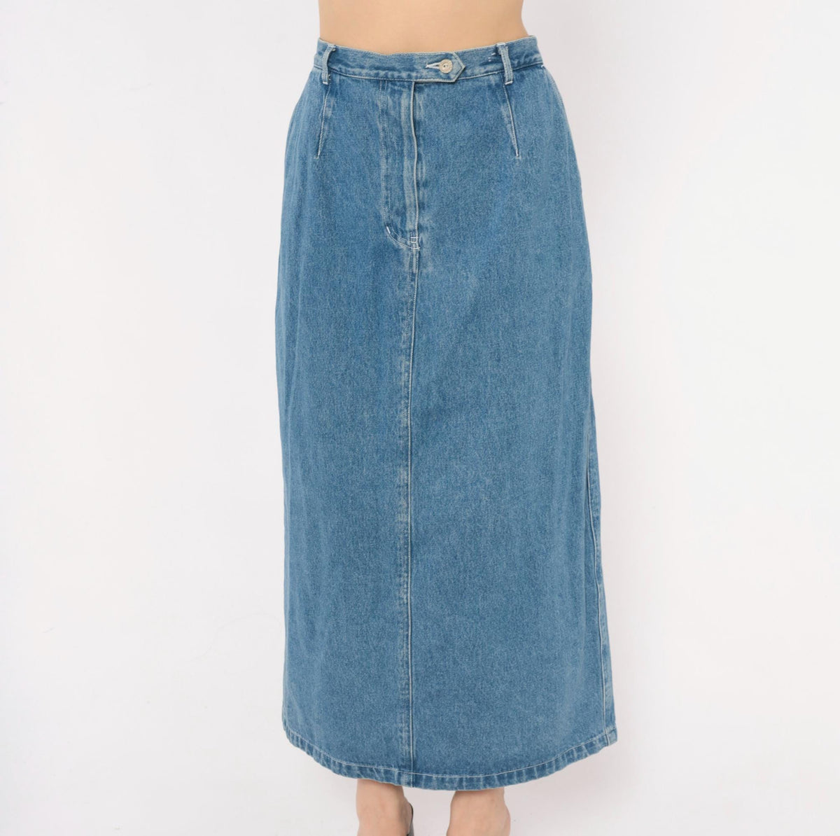 90s Venezia Jeans Denim Maxi Skirt High Waist Blue Cotton Pockets Extra Large XL