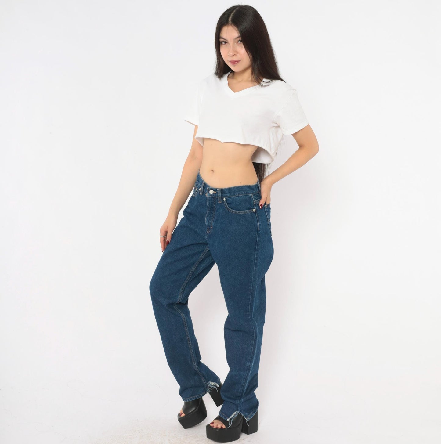 Tommy Hilfiger Dark Wash Straight Leg High Rise Mom Jeans Medium M
