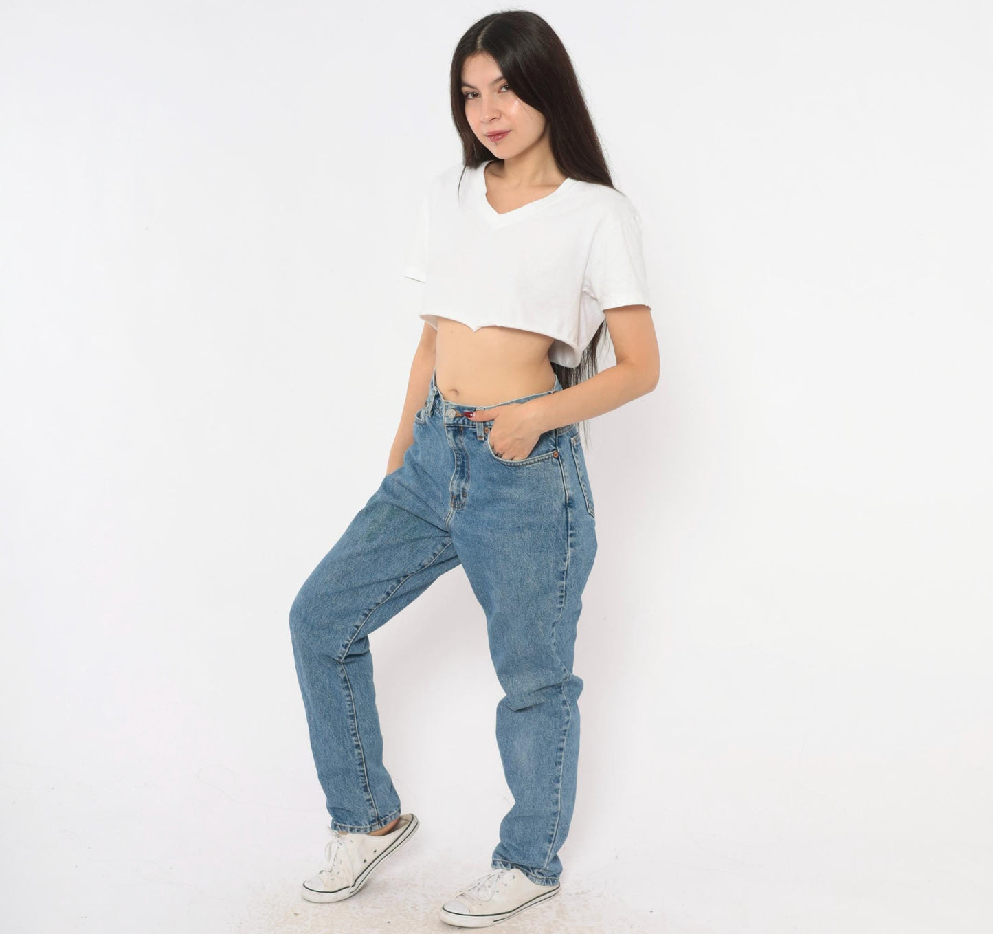 90s Calvin Klein High-Waist Straight Jeans Medium Wash Blue Small S
