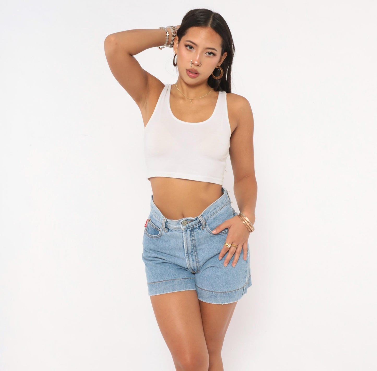 90s Bongo Blue Jeans Light Wash Cutoff Denim Shorts High Waisted Small 26