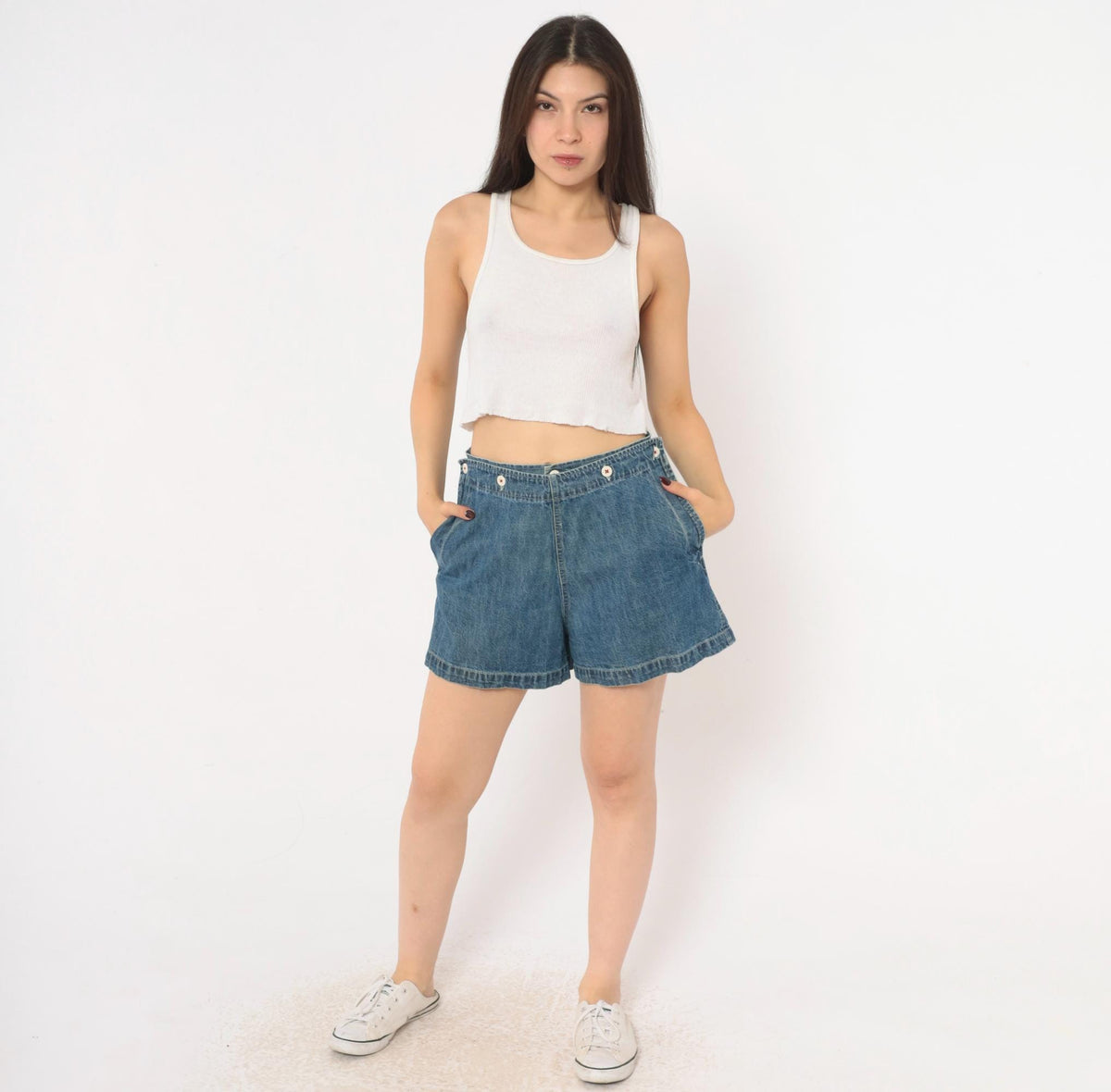 Y2K Ralph Lauren Denim Shorts Blue High Waist Cotton Medium M