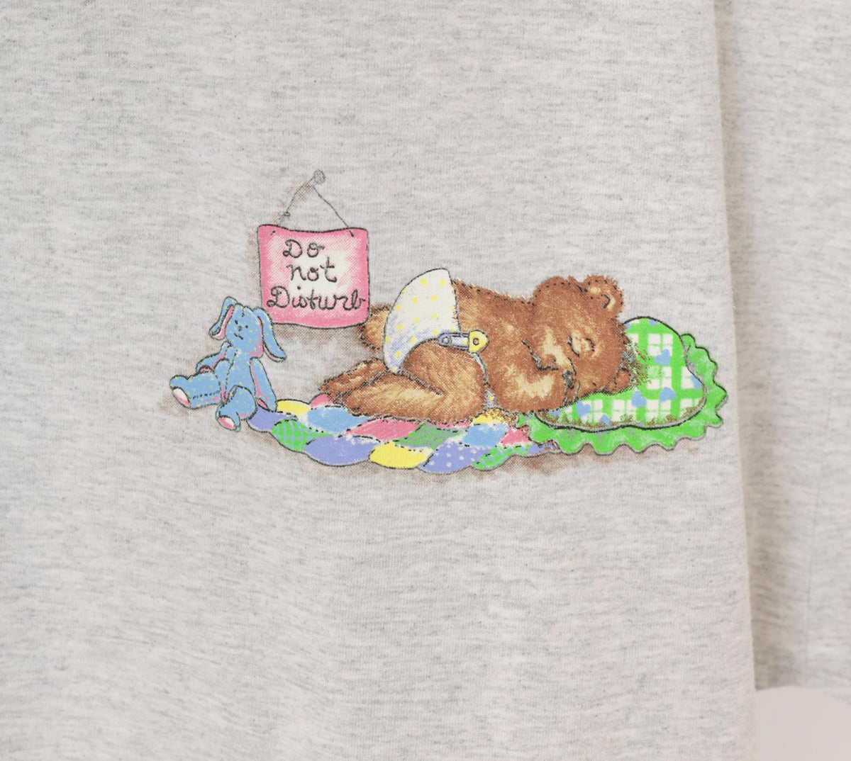 90s New Addition Maternity Sleep Shirt Grey Teddy Bear Graphic Medium
