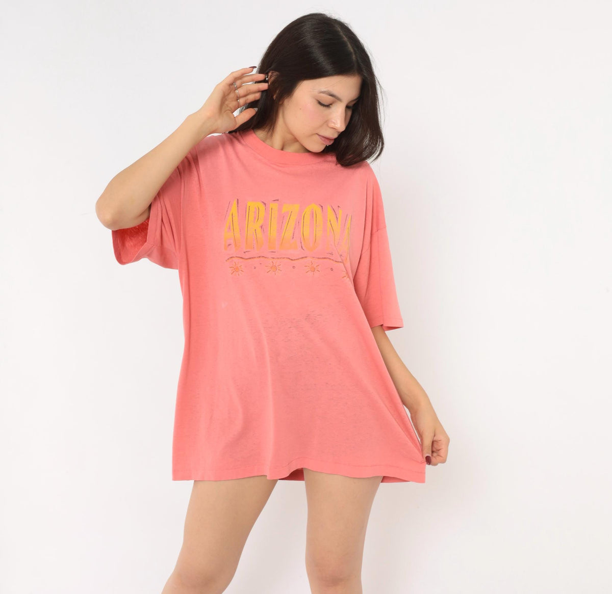 90s Arizona Souvenir Tee Coral Pink Sun Graphic Cotton Unisex Extra Large XL