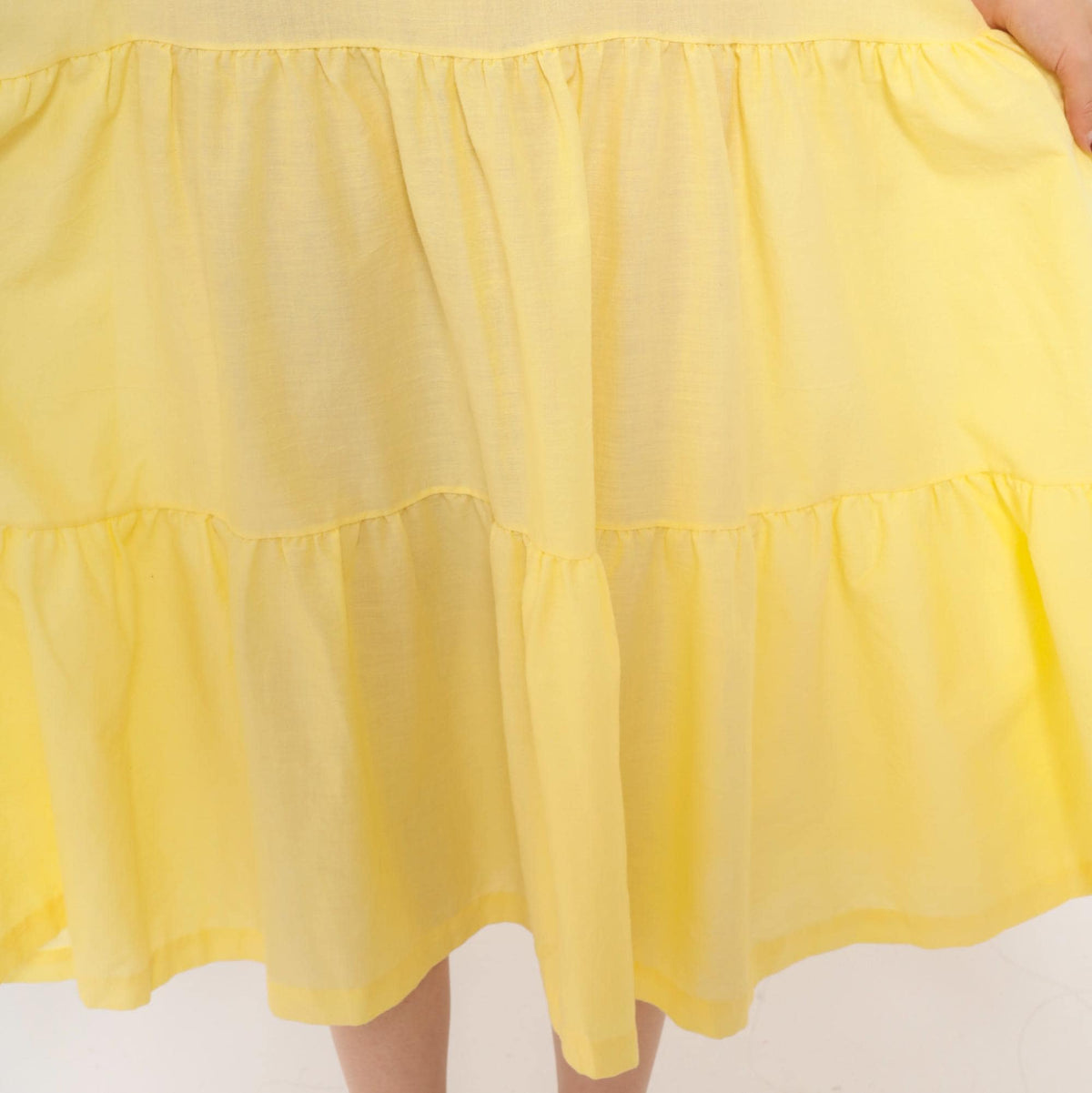 90s Butter Yellow Tiered Midi Sundress Anne Leslie Plus Scoop Neck XXL