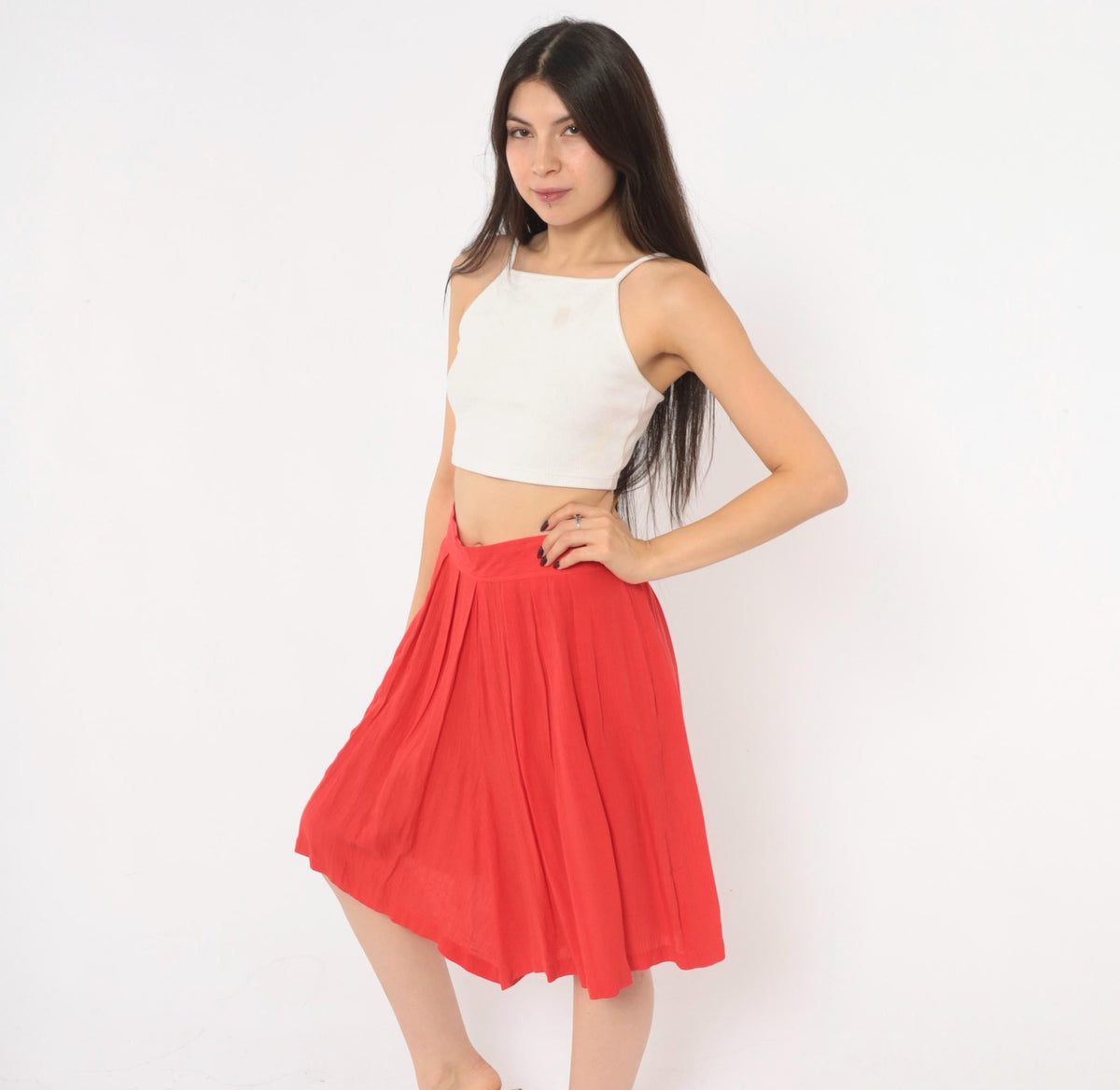 80s Sk & Company Red Culottes High Waist Pleated Wide Leg Shorts Large
