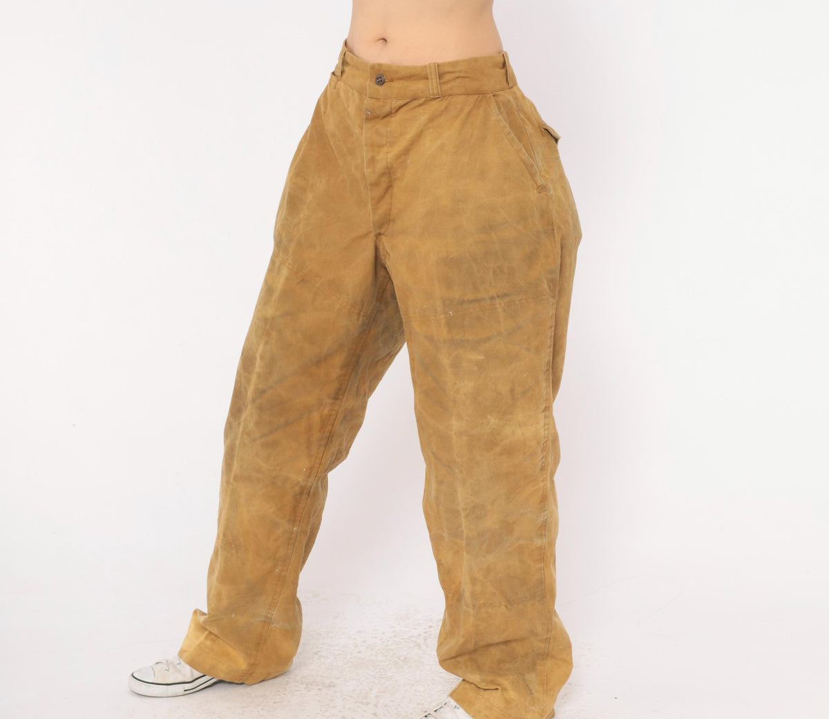 1920s Drybak Hunting Trousers Mustard Cotton High Waist Straight Leg Medium