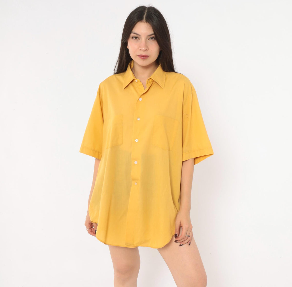 70s Arrow Belmont Club Mustard Yellow Button Up Shirt Extra Large XL