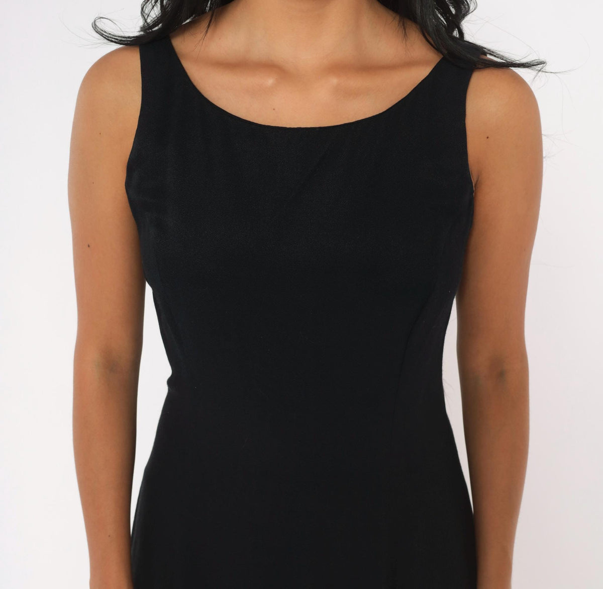 90s Gunne Sax Black Maxi Dress Sleeveless Scoop Neck Cutout Back Small S