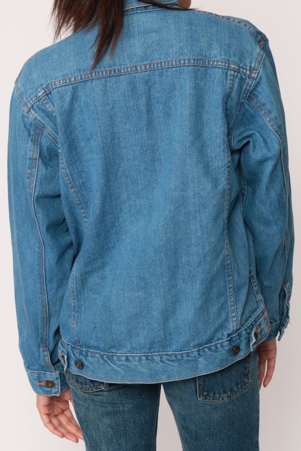 80s Blue Denim Jacket Button-Up Jean Jacket Small