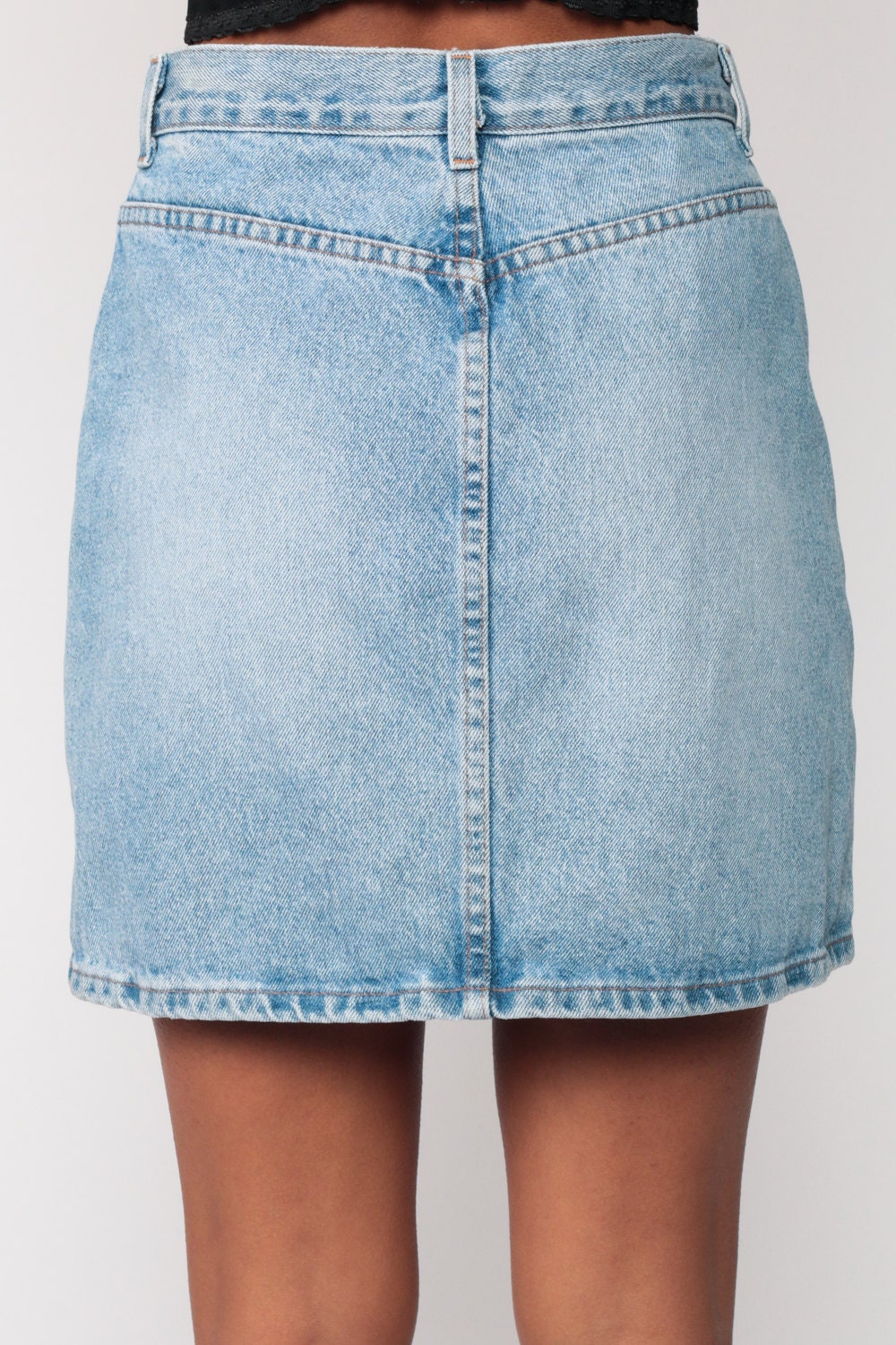 90s High Waisted Denim Mini Skirt Button Up Blue Jean Extra Small