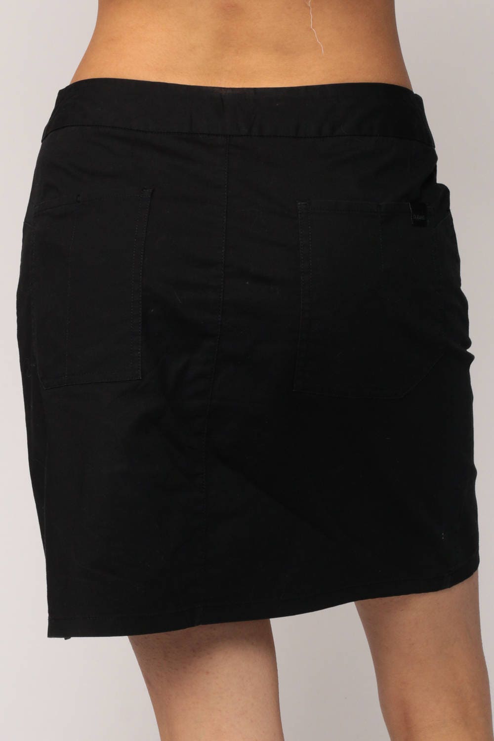 90s Calvin Klein Black Mini Skirt Button Front Cotton Small