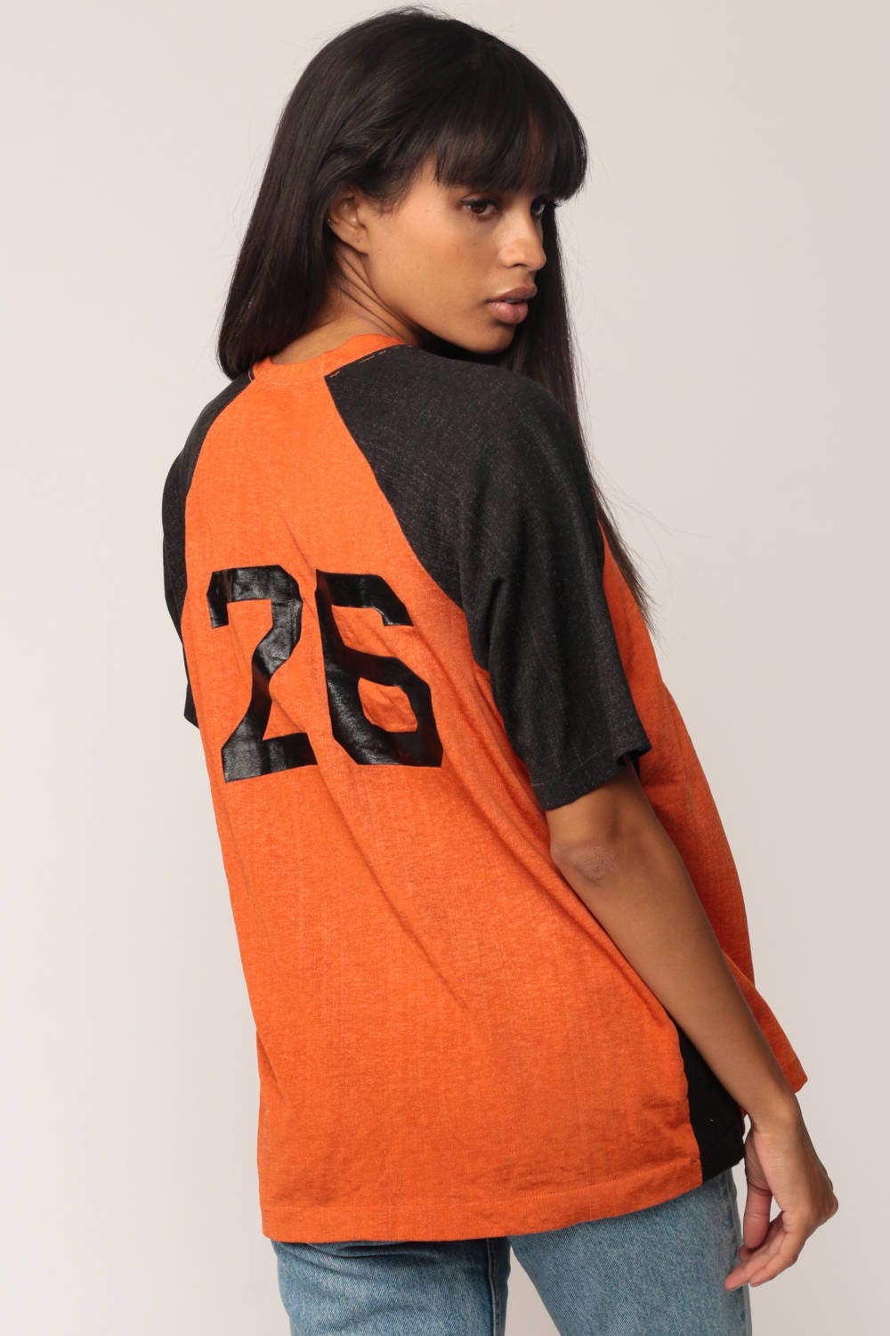 80s Truckers Number 26 Football Jersey Raglan Orange Unisex Small