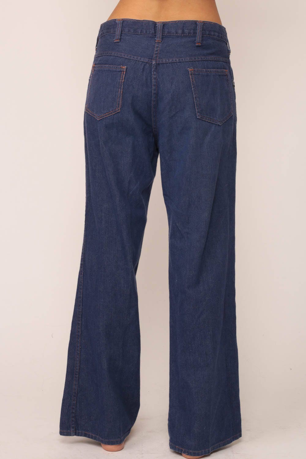 70s Blue Denim Bell Bottom Jeans High Waisted Flared Large