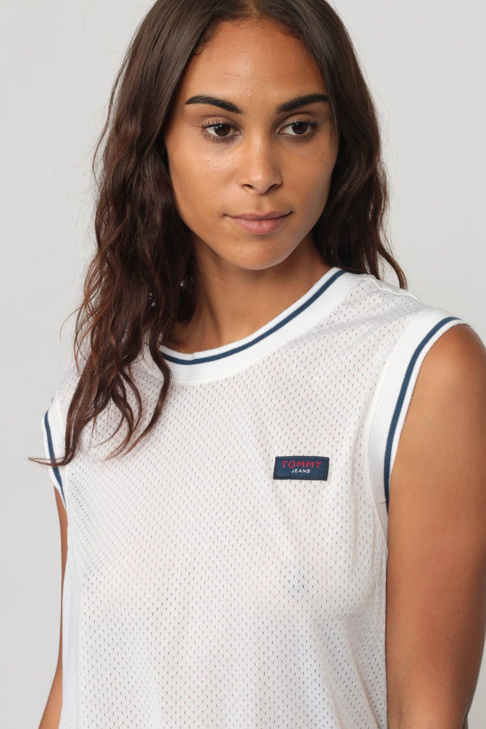 Tommy Hilfiger Mesh Tank Top White Sheer Jersey Unisex Medium
