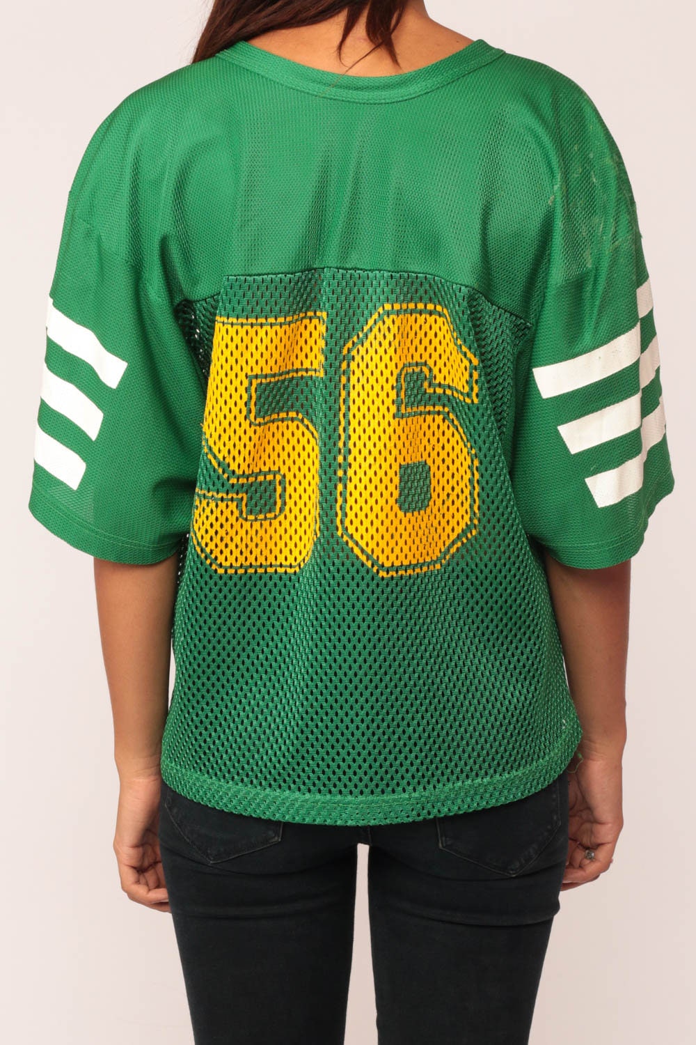 90s Michigan Wolverines Football Jersey #56 Mesh Nylon Green Medium