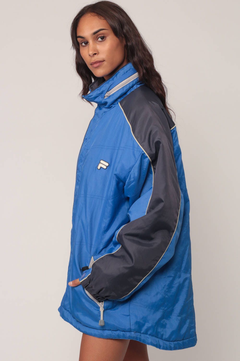 Fila Blue Hooded Sports Jacket 90s Nylon Windbreaker Extra Large