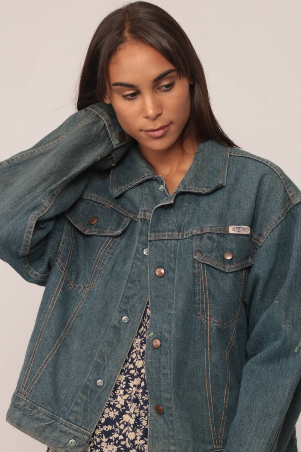 60s Gauchos Denim Jacket Blue Jean Trucker Unisex Medium