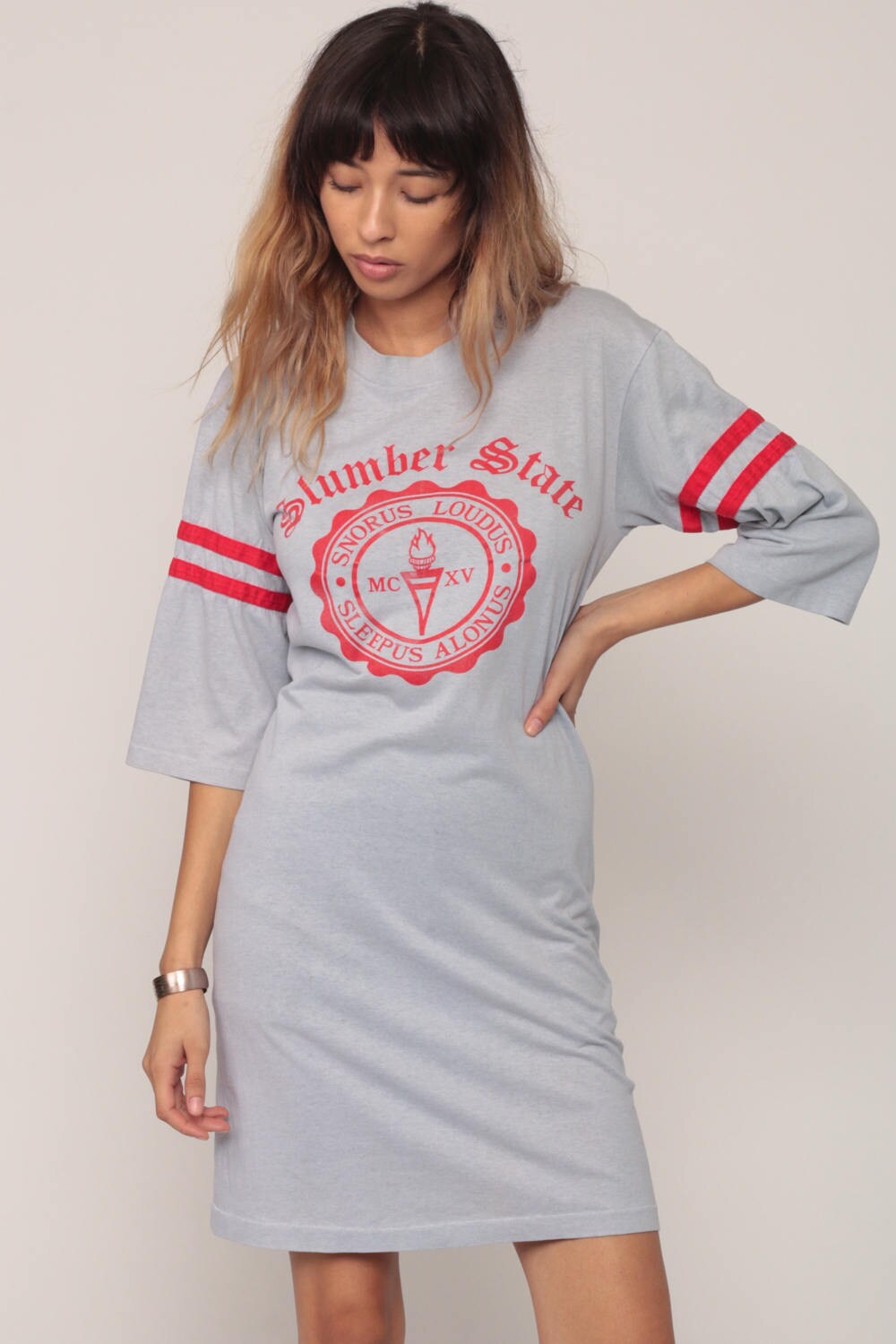 80s Slumber State Snorus Graphic Pajama Dress Nightgown Small