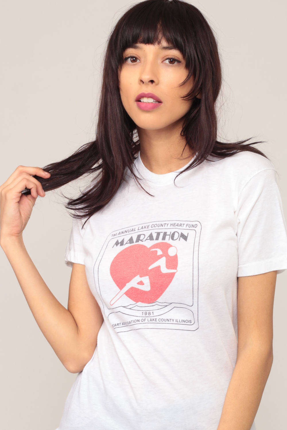 1981 Lake County Marathon Burnout Graphic T-Shirt 80s Running Tee Medium