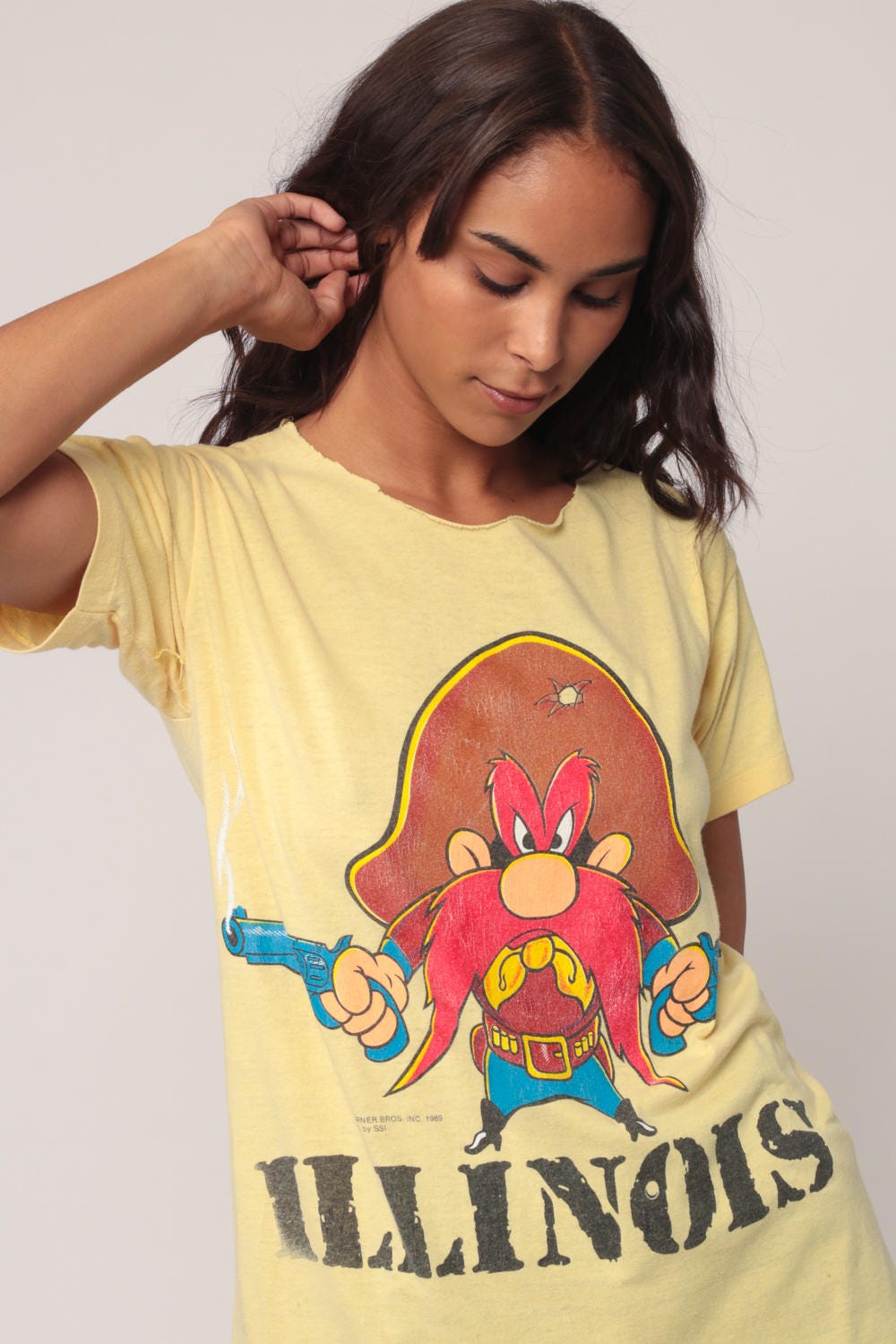 80s Yosemite Sam Looney Tunes Graphic Tee Yellow Cutoff Medium