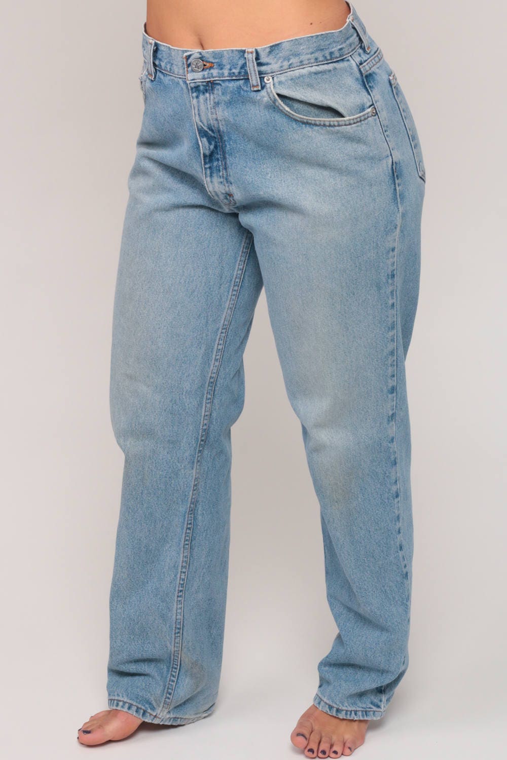 90s Calvin Klein High Waist Mom Jeans Faded Blue Denim Large