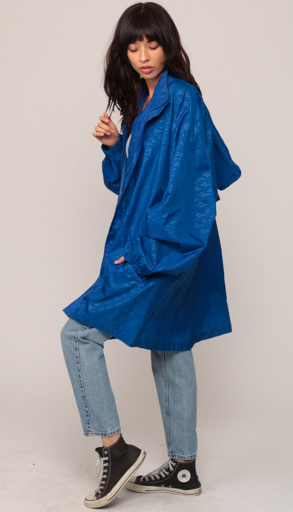 90s Reebok Hooded Windbreaker Jacket Blue Extra Large XXL